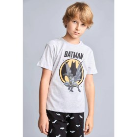 Resim DeFacto Batman Lisanslı Regular Fit 2'li Pijama Gri Melanj Takımı Erkek Çocuk H8144A826HS 