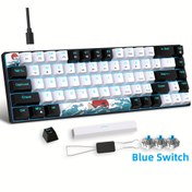Resim HXSJ 68 Tuşlu Mekanik Oyun Klavyesi, Mavi Anahtarlı (Cherry/Vietnam/Çin Uyumlu), RGB Aydınlatmalı Mini PC/Laptop Klavyesi, Çıkarılabilir Type-C Kablosu ve Tuş Kapağı Çıkarıcı - Kablolu - Windows/Mac için (Mavi Anahtarlar Dahil) 
