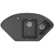 Resim Polex Cristalüx Granit Evye P-CR1 Antrasit Tezgah Altı Ve Tezgah Üstü Mutfak Evyesi 104.5x57 CM 