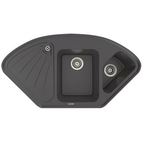 Resim Polex Cristalüx Granit Evye P-CR1 Antrasit Tezgah Altı Ve Tezgah Üstü Mutfak Evyesi 104.5x57 CM 