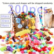 Resim 200 adet/64 adet/32 adet/16 adet kedi oyuncakları karışık paket. Birden fazla kedi için uygun çeşitli plastik oyuncaklar ve peluş oyuncakların birleşimi. Kedinizin her gün farklı oyuncaklara sahip olmasını sağlayın. Fiziksel muayene. Renk, stil, şekil ve boyut rastgele gönderilir. Malzeme/peluş/plastik/polyester/yapay tüyler 
