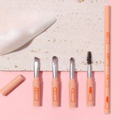Resim 4'ü 1 arada Hipoalerjenik Makyaj Fırçası Seti - ABS Plastik Saplı, Naylon Kıllar - Tüm Cilt Tipleri İçin Göz Farı, Kaş, Eyeliner ve Kirpik Fırçaları Dahil - Kullanışlı Avuç İçi Fırça Tasarımı 