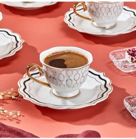 Resim Paçii Valeria 6'lı Kahve Fincanı - Beyaz / Sarı Çok Renkli 
