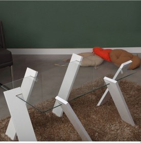 Resim Roman Maxi Cam Orta Sehpa Beyaz / Renkli Dikdörtgen Orta Sehpa 