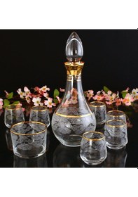 Resim 8 Parça Altın Detaylı Tasarımlı Zemzem Bardak Fincan Takımı Altın 