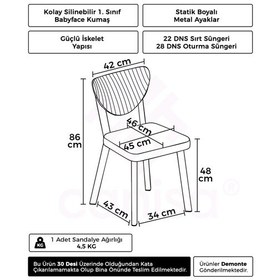 Resim Canisa Arfe Serisi 2 Adet Cappucino Mutfak Sandalyesi Siyah Metal İskeletli 1. Sınıf Babyface Kumaş Cappucino Sandalye Ayaklar Siyah 