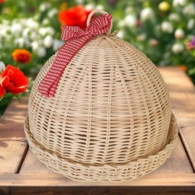 Resim Gamzenin Düşleri Rattan Hasır Kapaklı Kek Fanusu 