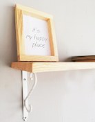 Resim Beyaz Ferforje Ayaklı, Ahşap Kitaplık Duvar Rafı 50x11cm 