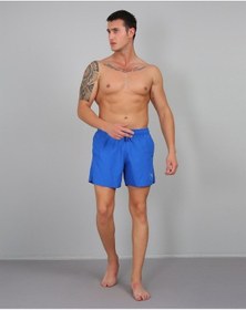 Resim Fermuar Cepli Deniz Şortu Saks Saks Mavisi 