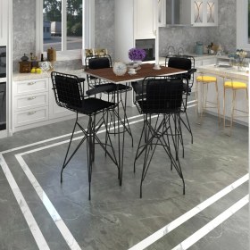 Resim Kenz Life Knsz Masa Sandalye Takımı HEM105ZENGIN Cvzsyh 130*070 4 Sandalye Syhsyh Kolçaklı Sırt Minderli 