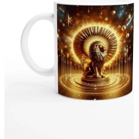 Resim Aslan Burcu Baskılı Kahve Kupası - Galaktik Taht Odası Temalı Vs4 