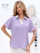 Resim Mıalı Büyük Beden Triko Polo Bluz 404014789 Violet 