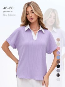 Resim Mıalı Büyük Beden Triko Polo Bluz 404014789 Violet 