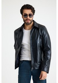 Resim Franko Armondi Erkek Bomber Deri Ceket E25-k-909-bb-yk-kem Siyah 