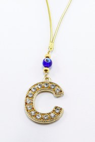 Resim biuti Gold Renkli Parlak Taşlı C Harfi Araba Dikiz Ayna Süsü, Yeni Harfli Araba Hediyesi 