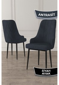 Resim Canisa Trex Serisi 1.sınıf Babyface Kumaş Kahve Metal Ayak 4 Adet Antrasit Sandalye Sandalye Antrasit Ayaklar Kahve 
