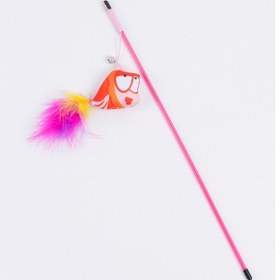 Resim Turuncu Balık Tüylü Kedi Oyun Oltası 46 CM 