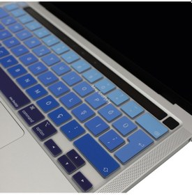 Resim Apple Uyumlu MacBook Pro 13inç M1-m2 Klavye Koruyucu Ombre Türkçe Q Touchbarlı A2338 A2289 A2251 A2141 İle Lacivert Mavi 