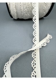 Resim 2 Cm Süet Deri Çiçekli Model Şerit-5 Metre-ekru 