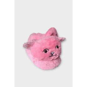 Resim Kadın Sevimli Kedi Figürlü Peluş Panduf Pembe 