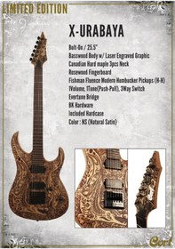 Resim Cort X-Urabaya Ns Elektro Gitar Çantalı Natürel Satin Fishman 