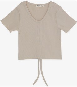 Resim Breeze Kız Çocuk İspanyol Paça Taytlı Crop Takım 5-10 Yaş, Bej-bej Bej 