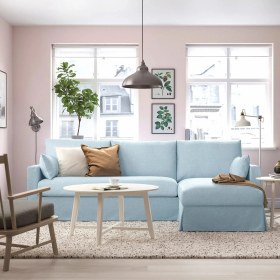 Resim IKEA Mavi Şık Kanepe - Uzanma Koltuklu 3'lü Kanepe 