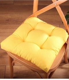 Resim Altınpamuk Altınpamuk Lüx Pofidik Sarı Sandalye Minderi Özel Dikişli Bağcıkl 