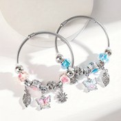 Resim 1 Kelebek Kolyeli ve Büyük Delikli Taşlı Paslanmaz Çelik Bileklik, Etnik Tarz El Zinciri - Kadınlar İçin Mükemmel Hediye 