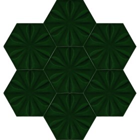 Resim Armada Çini 15x17 Cm Çiçekli YeşilAltıgen Seramik 