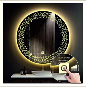 Resim GLOBAL LED MIRROR 90 Cm Günışığı Ledli Tasarım Kumlamalı Dokunmatik Tuşlu Banyo Aynası Makyaj Aynası Işıklı Ayna 