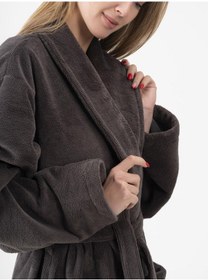 Resim Kadife Şalyaka Bornoz Triga Soft Unisex Ev Otel Spa Banyo Bornozu 001 