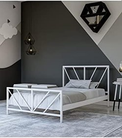 Resim metalia GM 228 GÖZDE BEYAZ TEK KİŞİLİK KARYOLA 90X190 