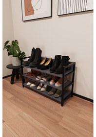 Resim Vetro Metal Ayakkabılık 3 Katlı Raflı Ayakkabı Düzenleyici Antrasit 