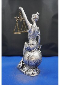 Resim Themis Adalet Tanrıçası Heykeli 34 Cm Dünya Üstünde Dekoratif Biblo, Ev & Ofis Aksesuarı Gümüş 