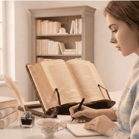 Resim Vigo Wood Kitap Okuma Standı Okuma Sehpası Yemek Kitabı Tutacağı Ahşap Kitap Okuma Sehpası Kuran Okuma Rahlesi 