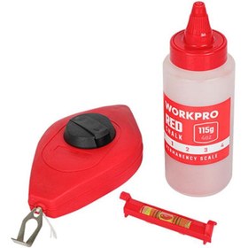 Resim Workpro WP329019 Çizim İpi Seti 115gr Kırmızı Çizim İpi Boyası + Mini Su Terazisi + 30M Çizim İpi 