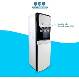 Resim İdeal Mağaza Sıcak Soğuk Ilık 3 Musluklu Arıtmalı Su Sebili - Beyaz Siyah Renk - Ideal Mağaza 