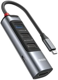 Resim YESIDO 5in1 3 Adet Usb 3.0/1 Adet 100W Type-C ve 1 Adet 4K 30Hz HDMI Çıkışlı Hub Dönüştürücü 