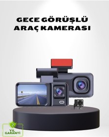 Resim Üç Kameralı Dash Cam 170 Geniş Açılı Full Hd Gece Görüşlü 