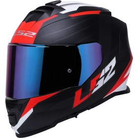 Resim Ls2 Storm 2 Nerve Kırmızı Kapalı Motosiklet Kaskı Gökkuşağı Camlı 