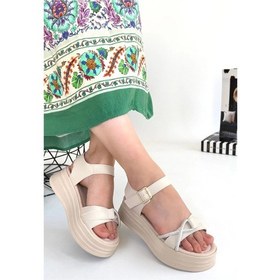 Resim Luno Bej Cilt Kemerli Kadın Sandalet Bej 