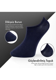 Resim Lion Monroe Saf Bambu Erkek Sneaker Lacivert Çorap Dikişsiz Görünmez Bilekte Spor Çorap Premium 6'lı L5952aznb Softaura 