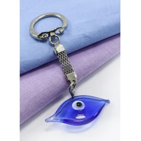 Resim Lacivert Göz Figürlü Nazar Boncuğu Anahtarlık, Hediyelik Nazar Boncuklu Çanta Süsü 