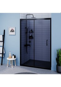 Resim Vesta D200 İki Duvar Arası 1 Sabit 1 Sürgü Duşakabin Siyah Profil Füme Cam H: 190 Cm Diğer 