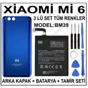 Resim Xiaomi Mi 6 Batarya Pil Bm39 + Arka Kapak Pil Kapağı + Tamir Seti 