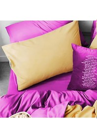 Resim Lastikli Çarşaflı Nevresim Takımı Tek Kişilik Sarı - Lila 