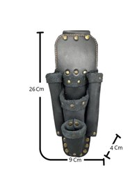 Resim Hakiki Deri Ca102 Elektrikçi Teknisyen Bel Çantası Süet Siyah 