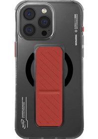 Resim İphone 16 Pro Uyumlu Kılıf Magsafe Şarj Özellik Teknoloji Desenli Standlı Skinarma Axon Kapak Siyah 