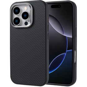 Resim iPhone 16 Pro Max Kılıf Magsafe Şarj Özellikli Karbon Fiber Görünümlü Troy Kapak 